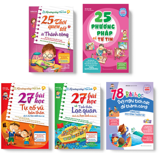 Sách: Combo 5 Cuốn Rèn Luyện Kỹ Năng Sống Cho Học Sinh: 78 Bài Học Suy Nghĩ Tích Cực + 27 Bài Học Tự Cổ Vũ Bản Thân + 27 Bài Học Về Tinh Thần Lạc Quan + 25 Thói Quen Tốt Để Thành Công  + 25 Phương Pháp Để Tự Tin