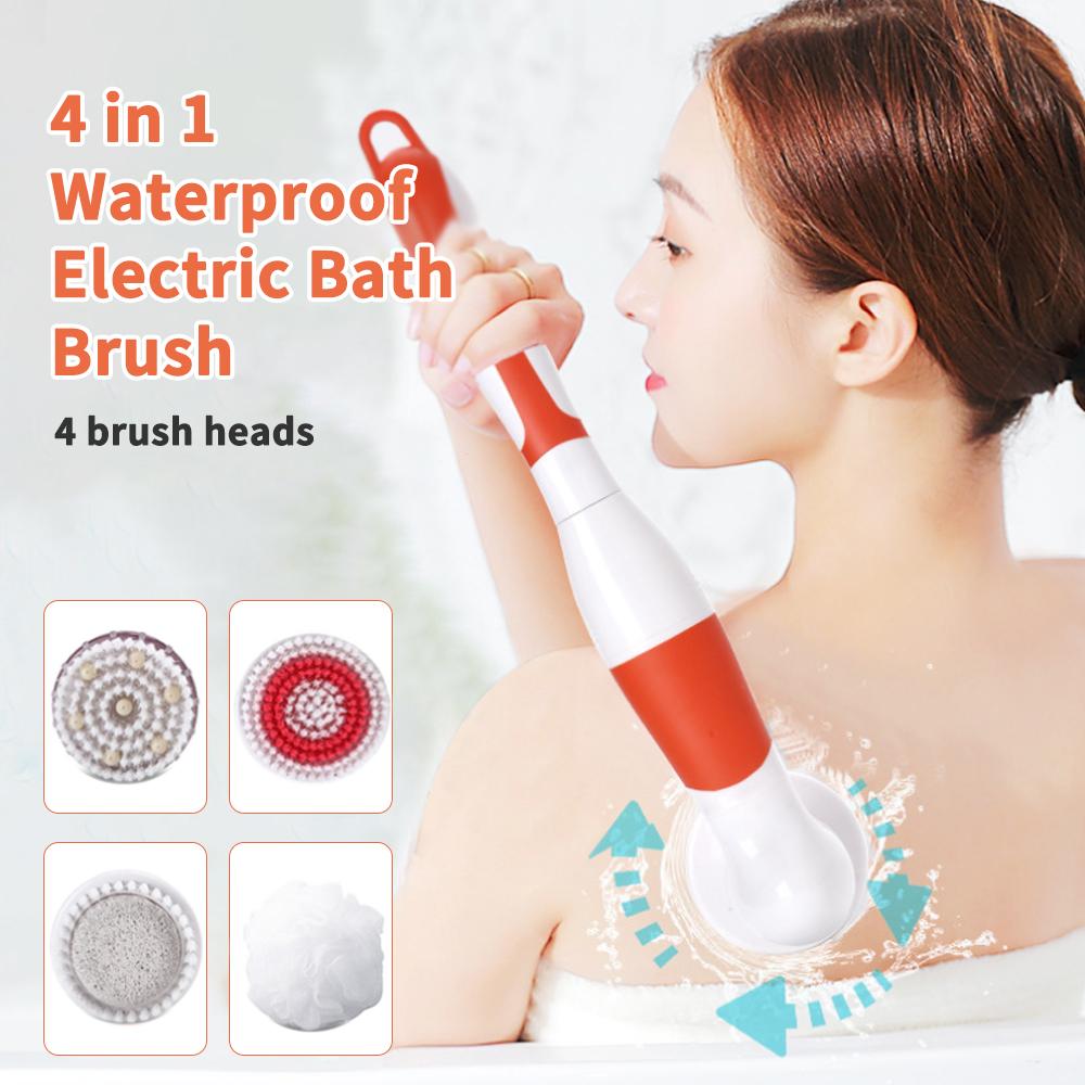 4 Trong 1 Chống Nước Điện Bàn Chải Cọ Đa Năng Cơ Thể BrushCleansing Bàn Chải Massage Lưng Scrubbe Tắm Bàn Chải