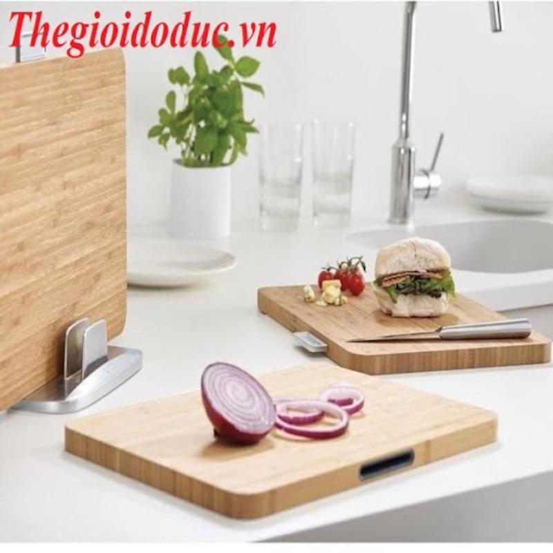 Bộ 3 Thớt Tre Cao Cấp Joseph Joseph, Index Cutting Board, Thớt Kháng Khuẩn, Giá Đỡ Kim Loại, Chống Cong Vênh, Nhập Đức