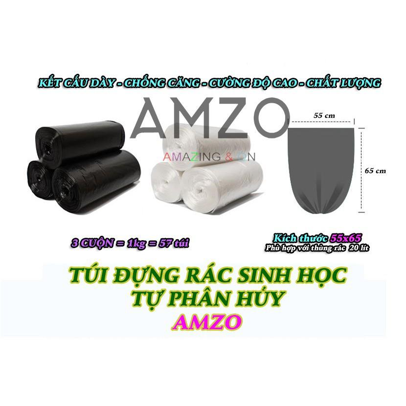 3 cuộn (1kg) túi đựng rác đen, bao rác tự phân hủy sinh học AMZO