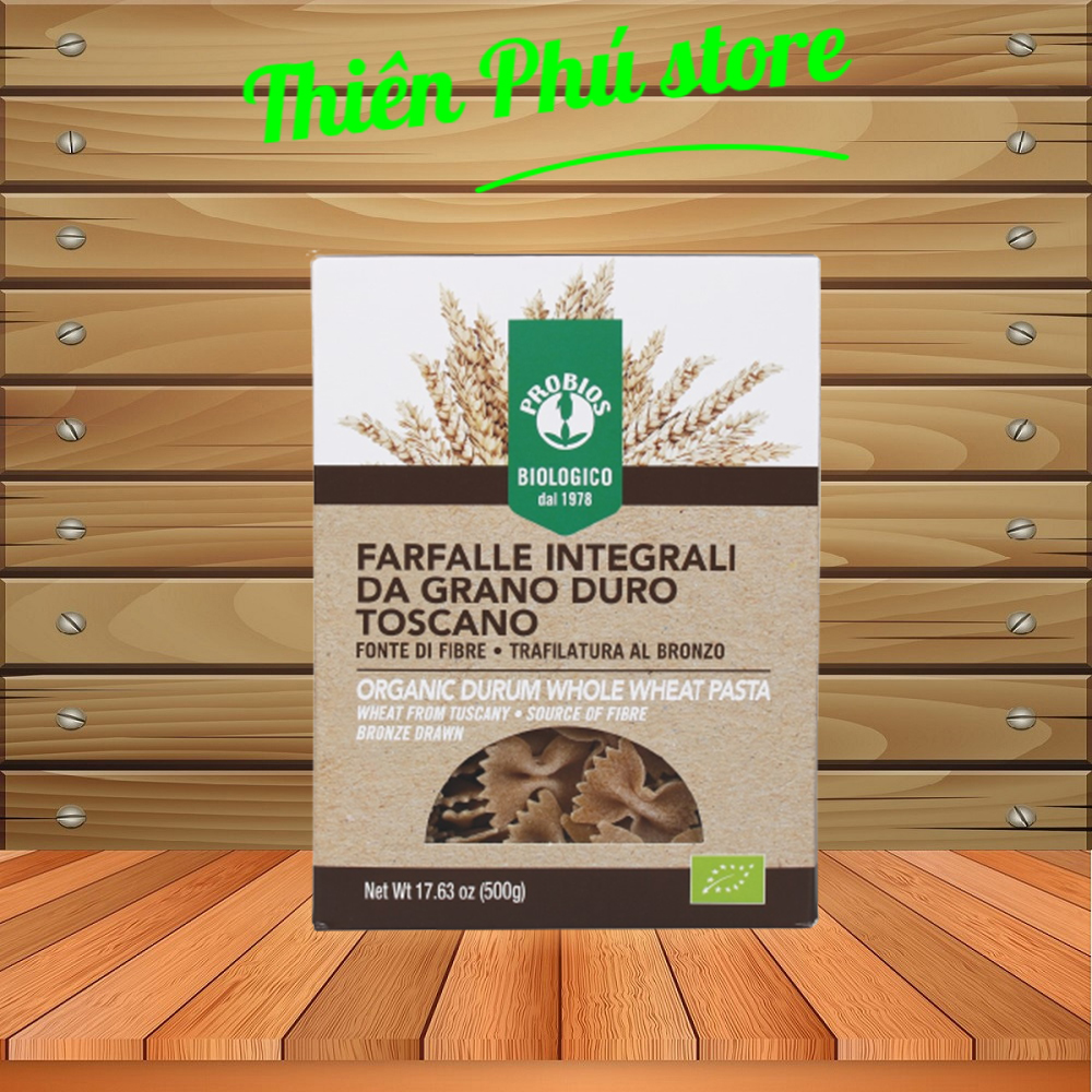 Nui Nơ Hữu Cơ 500g ProBios Organic Whole Wheat Farfalle