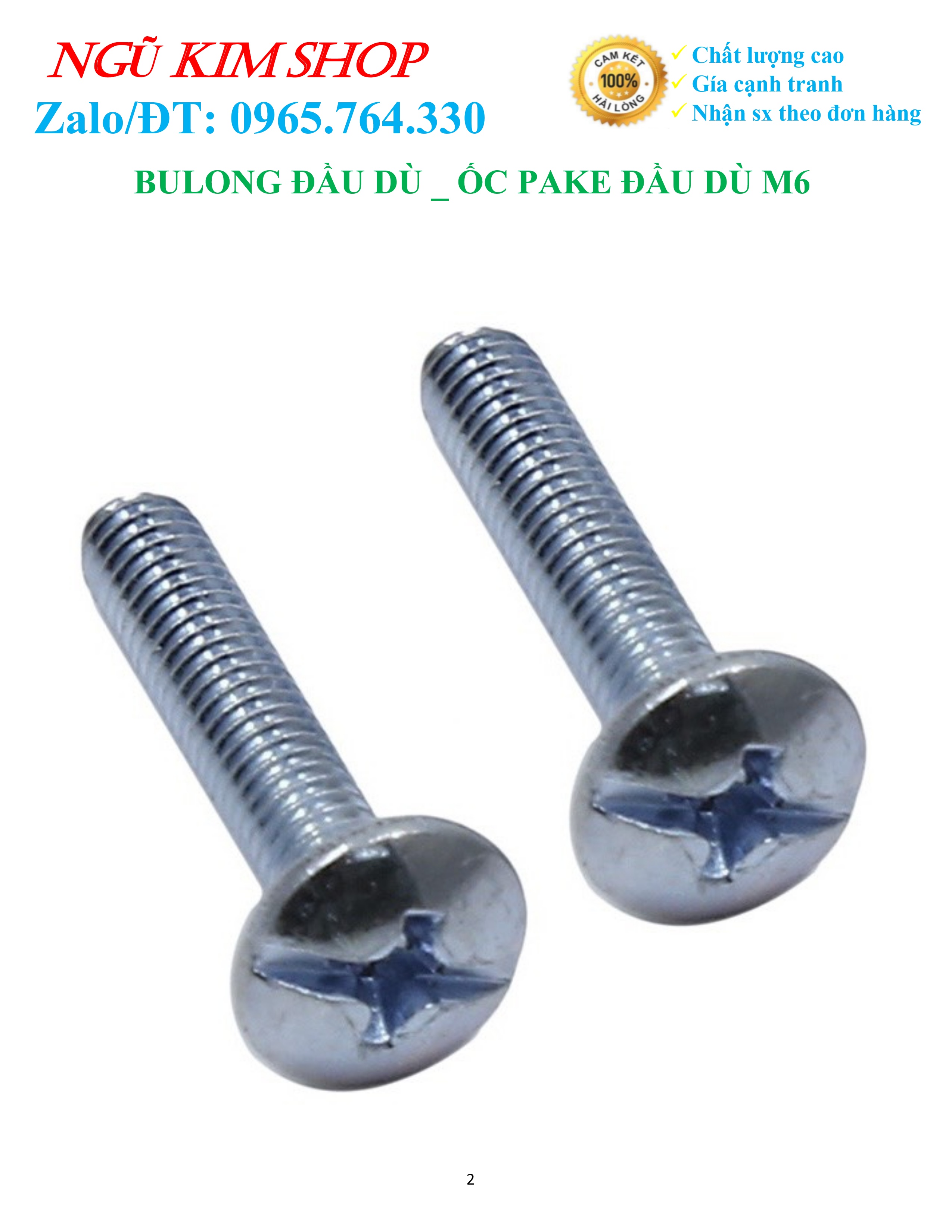 BULONG ĐẦU DÙ _ ỐC PAKE ĐẦU DÙ M6