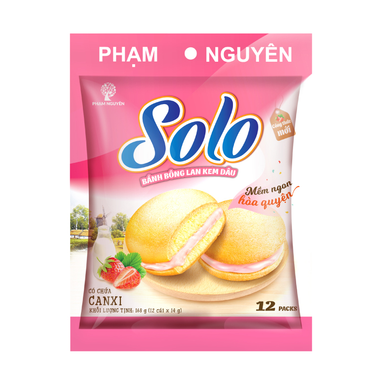 Bánh Solo kem dâu NEW 168 (14g x 12cái)