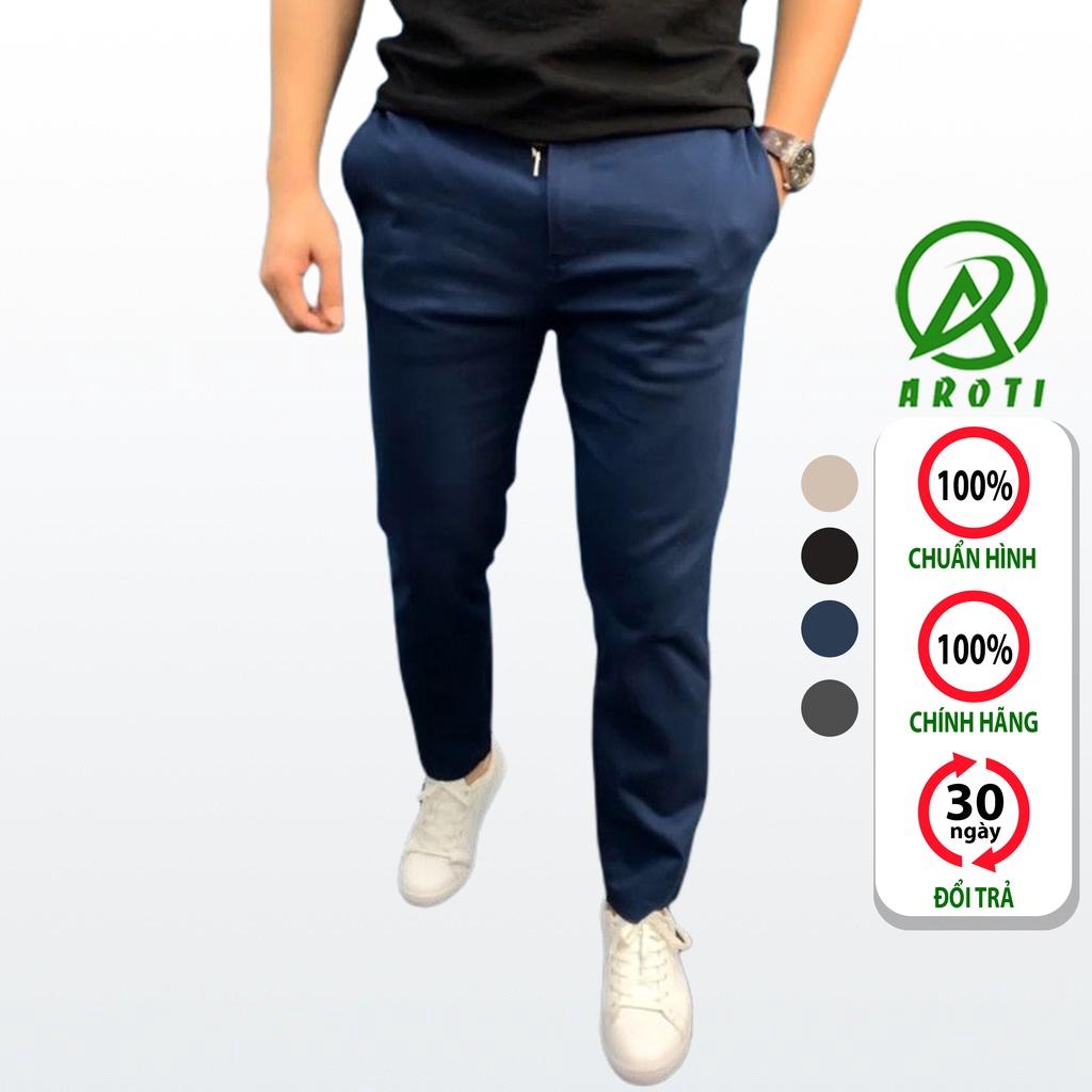 Quần Kaki Nam Co Giãn AROTI Ống Suông Dài Rộng Vải Kaki Đẹp Cao Cấp Mềm Mịn Dáng Âu Đứng,Công Sở,Lưng Thun QK040-XT