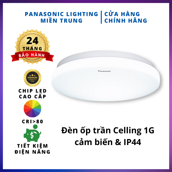 Đèn ốp trần nổi Panasonic Simple Ceiling 1G Loại cảm biến và chống thấm IP44 Công suất (12W,18W