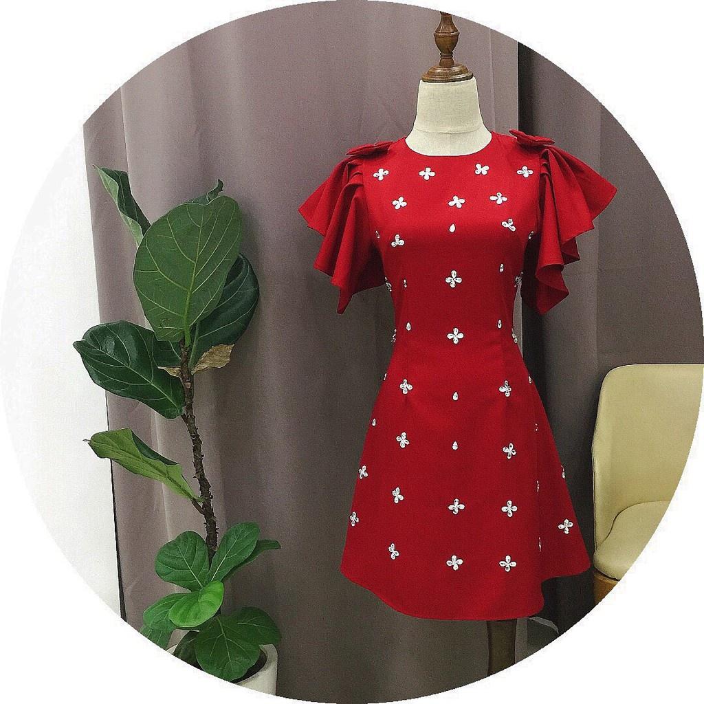 Đầm Dự Tiệc Đính Hoa Đá Tay Phòng Siêu Xinh BY8367