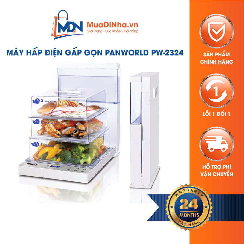 Máy hấp điện gấp gọn 3 tầng Panworld PW-2324 - Hàng chính hãng