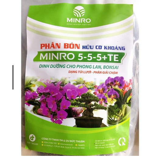 Phân bón hữu cơ khoáng MINRO tan chậm cho phong lan, bonsai 5-5-5