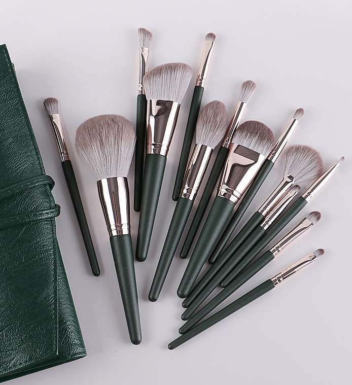 Bộ Cọ Makeup 14 Cây Cán Xanh Cao Cấp Lông Siêu Mịn Tiện Dụng Đầy Đủ Chức Năng Trang Điểm Cá Nhân Hiệu Quả  DRU - Hàng Chính Hãng