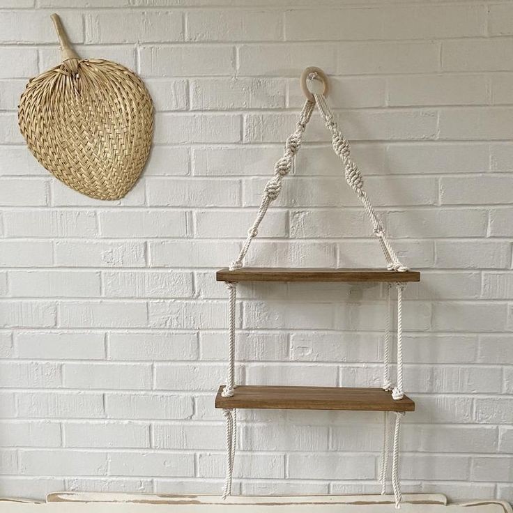 Kệ trang trí treo tường dây treo macrame 2 tầng độc đáo