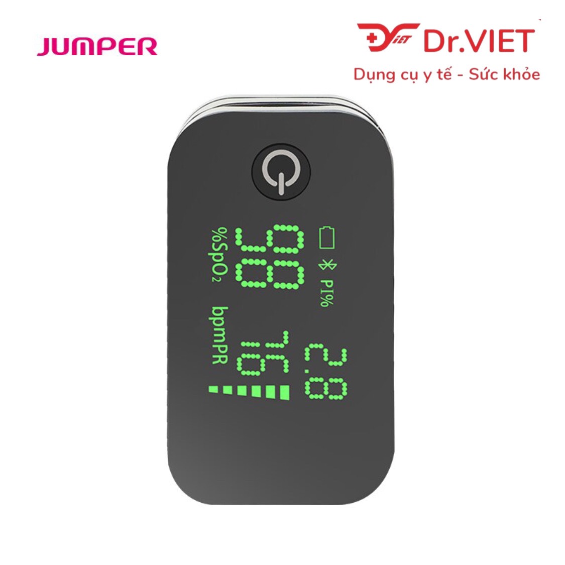 Máy đo nồng độ oxy máu và nhịp tim Jumper JPD-500G (Bluetooth) Chính hãng-Đo nồng độ oxy mà không cần xâm lấn,dễ dàng phù hợp với mọi đối tượng, tiết kiệm điện, sử dụng lâu dài.