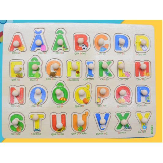 Bảng chữ cái Tiếng Việt gỗ có núm cầm 20x30 cm cho bé