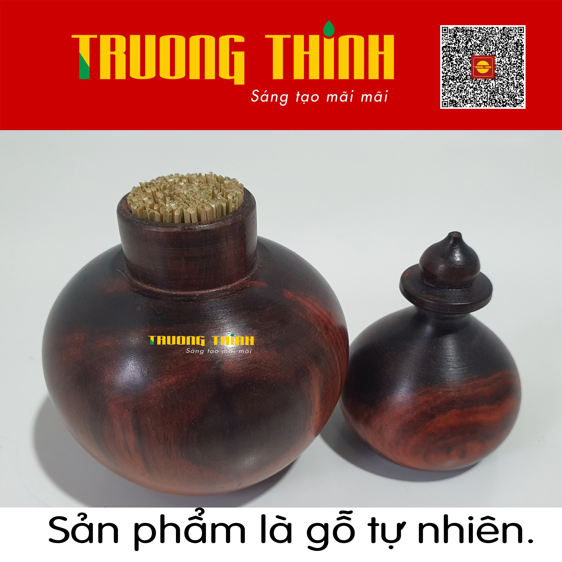 Lọ Hộp Đựng Tăm Bằng Gỗ Trắc Đỏ Đen Cao Cấp Trường Thịnh Tiện Dụng Bền Đẹp Sang Trọng Tiết Kiệm – Hình Hồ Lô Liền Khối.