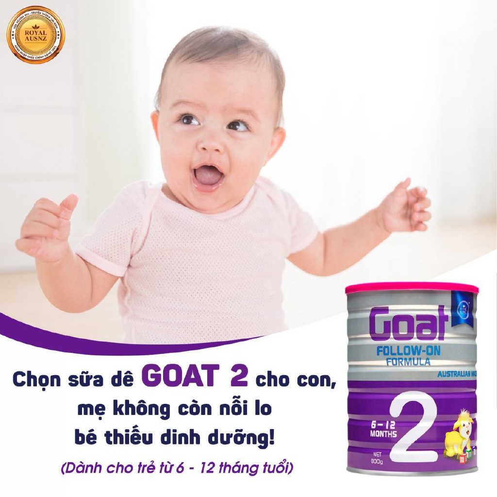 Combo 3 Hộp Sữa Dê ROYAL AUSNZ Goat Follow-On Formula 2 Phát Triển Trí Não, Chiều Cao Cho Bé 800g/hộp