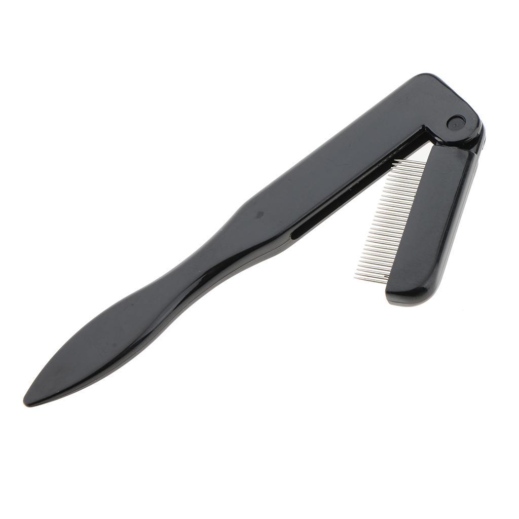 2x Travel Folding Mascara Eyelash Comb Eyebrow Shaping Brush w/ Steel Teeth