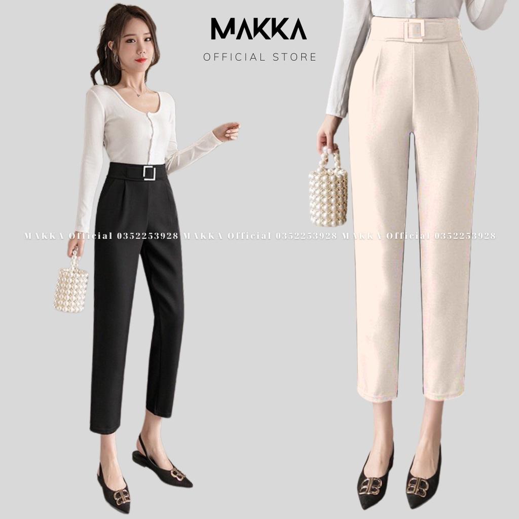 Quần baggy công sở nữ MAKKA baggy đai vuông khóa giọt lệ hông 834