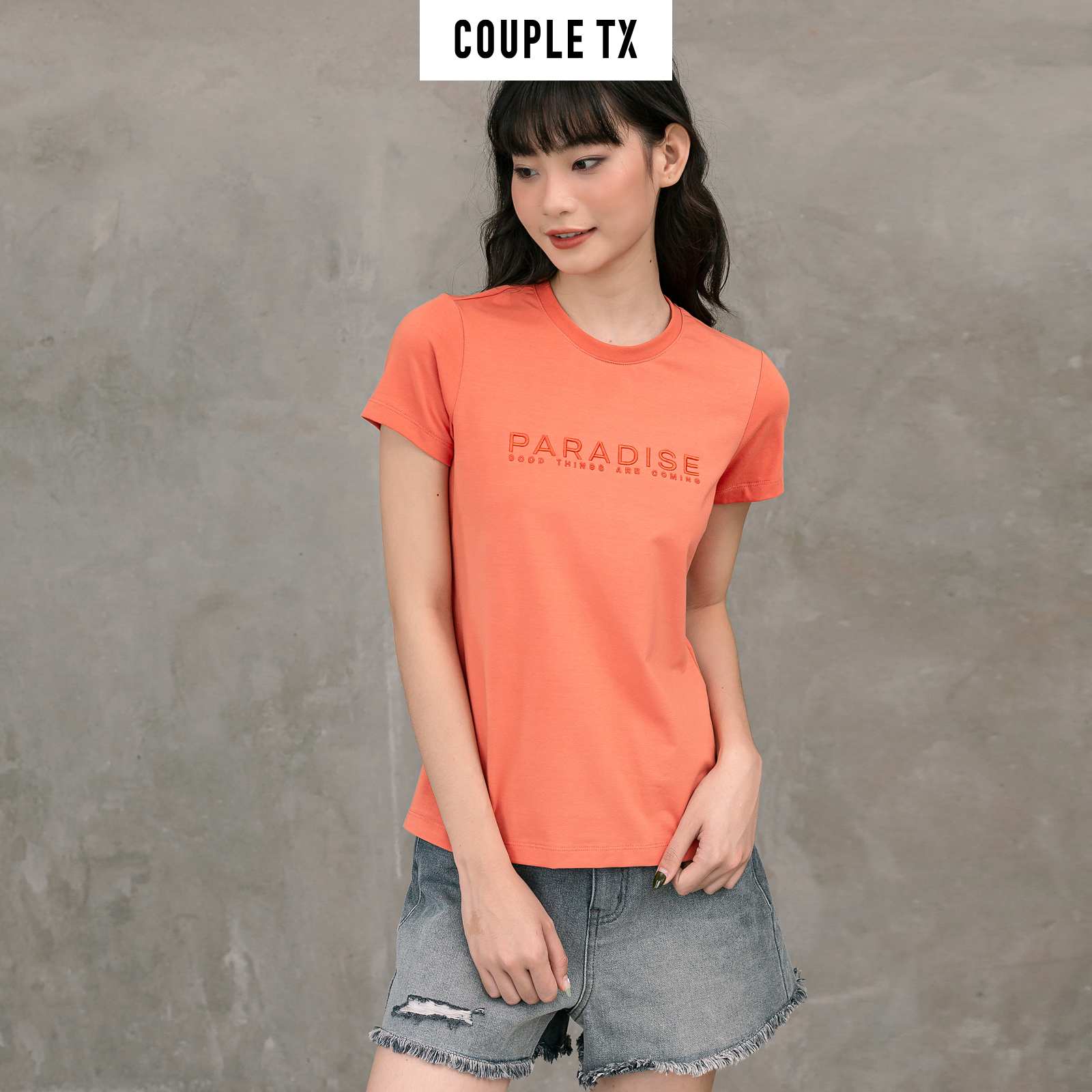 Áo thun Nam Nữ Thêu Typo Paradise Couple TX TS 139