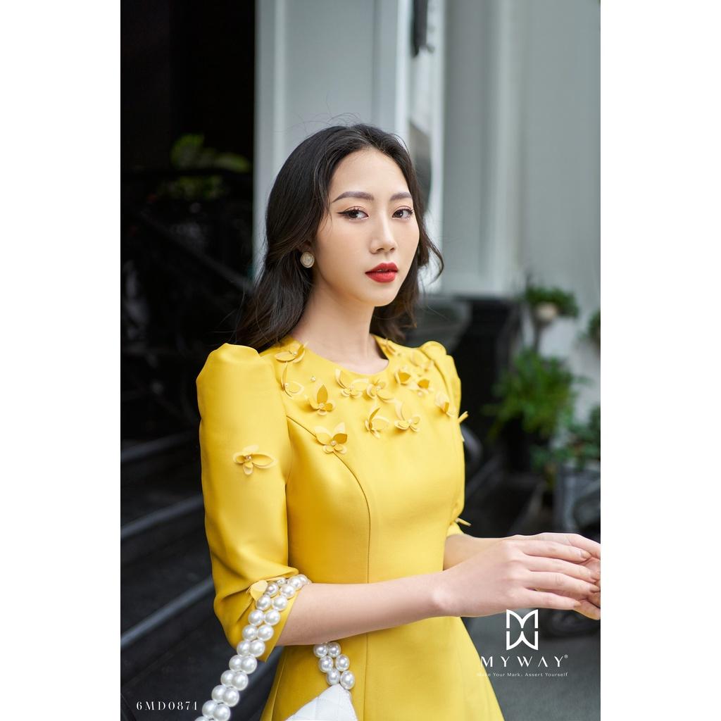 Đầm Nữ MY WAY Dáng Xòe Tay Lỡ Kết Hoa Sang Trọng 6MD0874