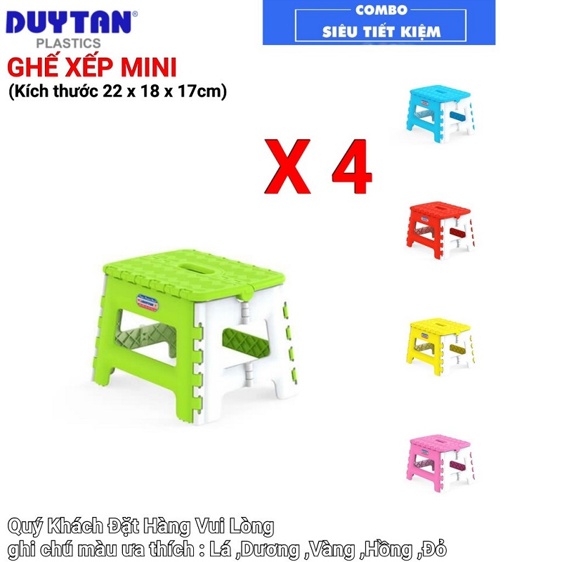 Combo 5 Ghế Nhựa Xếp Mini Duy Tân (22 X 18,3 X 16,4 cm) Nhỏ Gọn Tiện Lợi Dễ Dàng Di Chuyển | TriTin