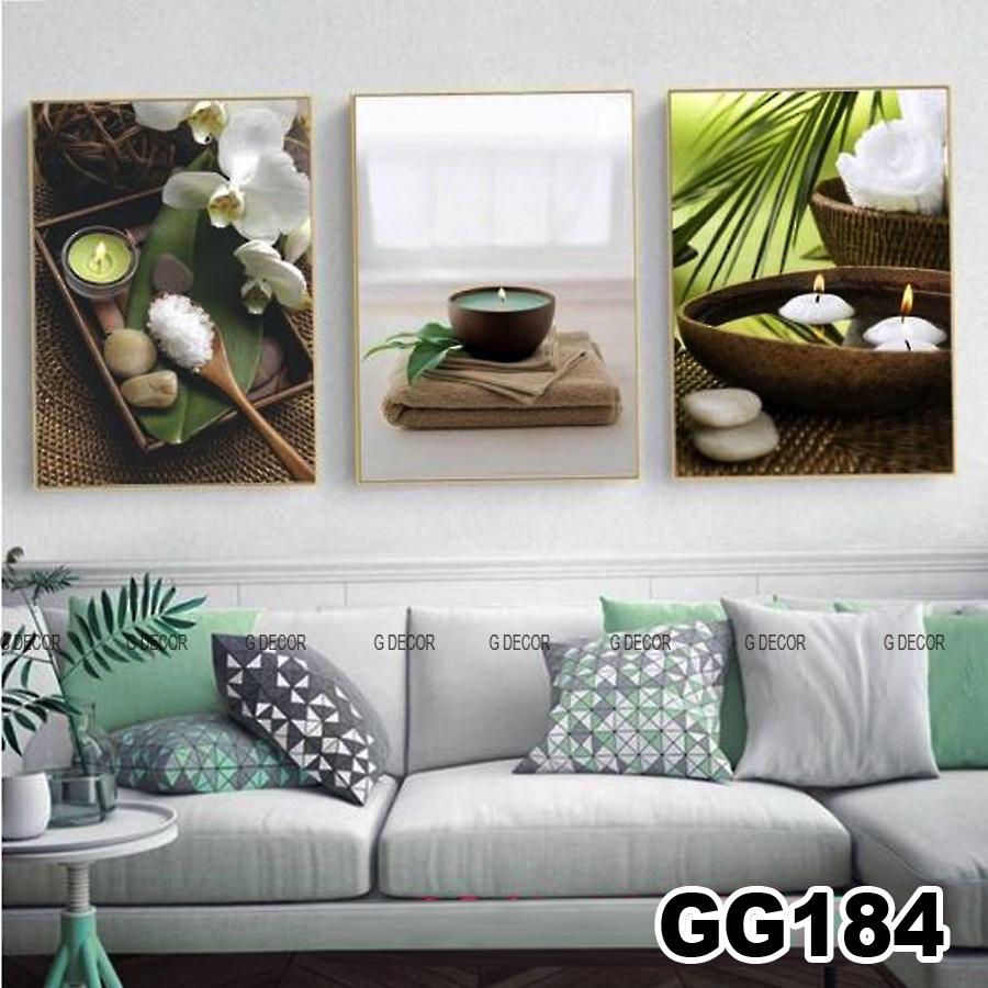 Tranh treo tường canvas 3 bức phong cách hiện đại Bắc Âu 184, tranh trừu tượng trang trí phòng khách, phòng ngủ, spa