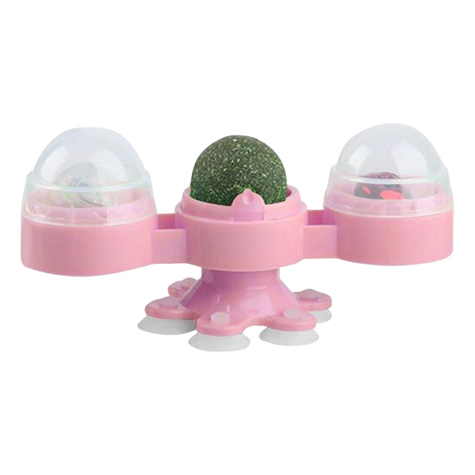 Rotating Windmill Cat Toy with Catnip Ball Lights Ball Windmill Catnip Toy Pink