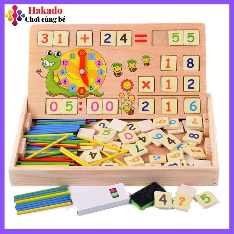 Đồ chơi gỗ hộp học toán đă năng kèm que tính cho bé phát triển trí tuệ