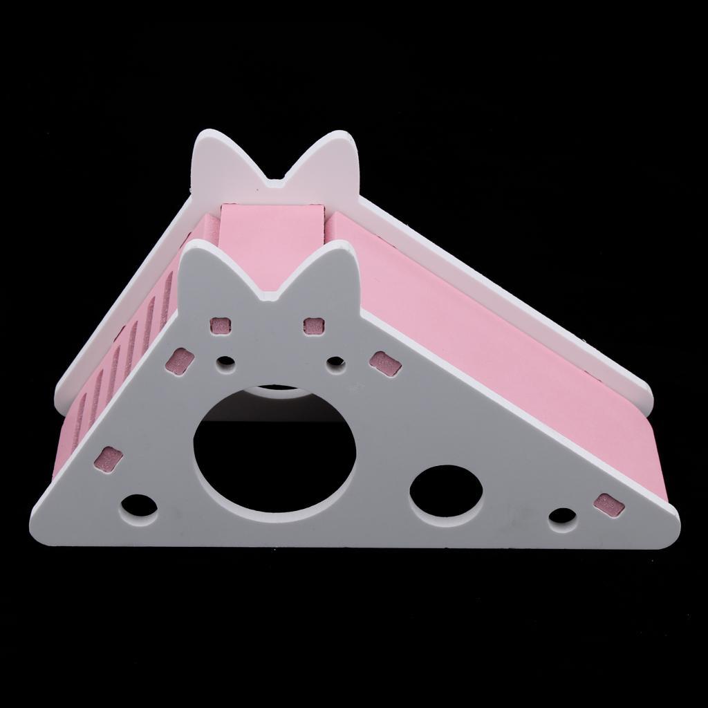 2 Pcs Hamster Chinchilla Gerbil Ladder Cage Villa,Wood Nest House,Pink&Blue