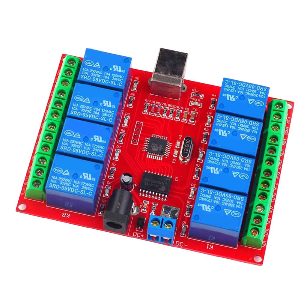 DC 12V 8-Channel USB Relay Board Module Computer Control for Home Automation