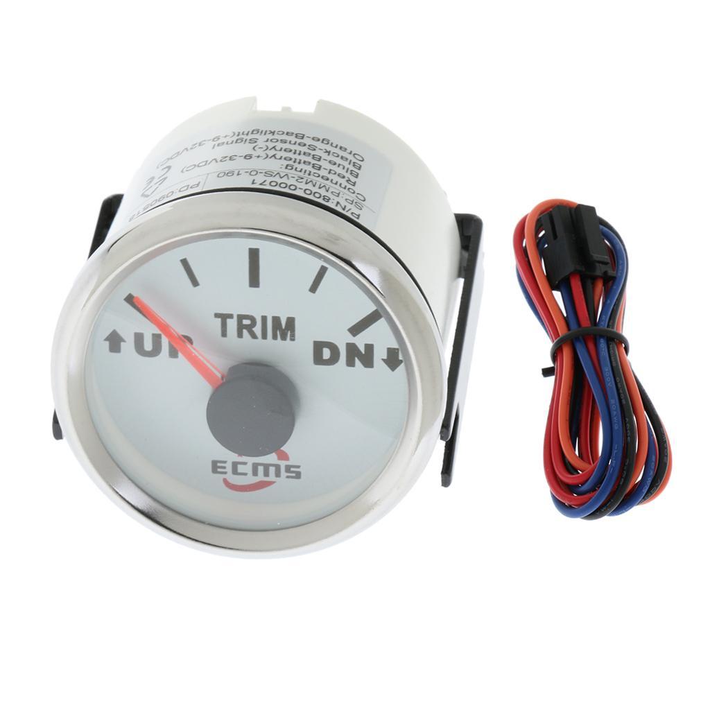 2" 52mm  Electric Trim Level Gauge for Marine Boat White Face#1