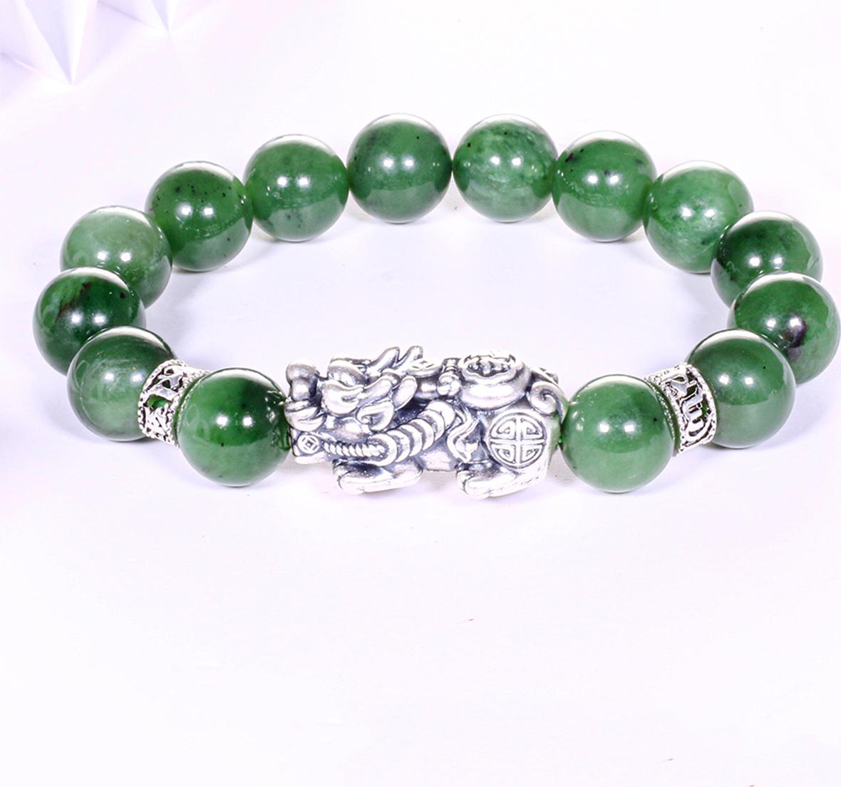 Vòng tay cặp đá ngọc bích canada hạt đá 12mm,10mm mệnh hỏa, mộc - Ngọc Quý Gemstones