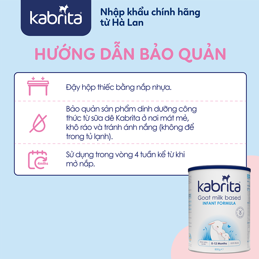 Sữa dê Kabrita số 1 cho trẻ từ 0-12 tháng - Lon 800g