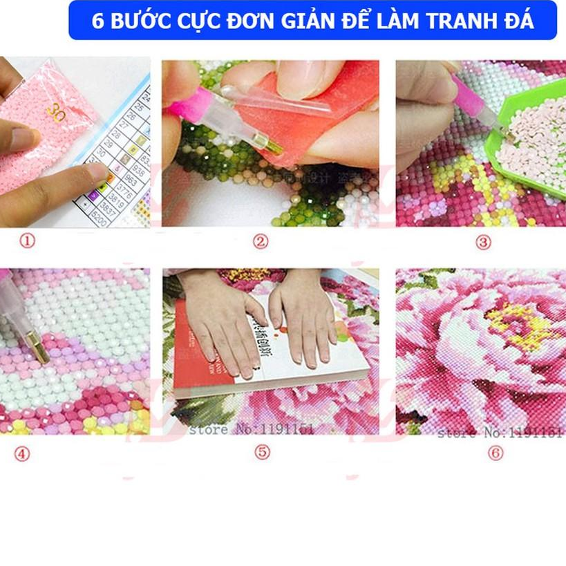 Tranh đính đá hoa mẫu đơn hoa khai phú quý Y8206 chưa đính