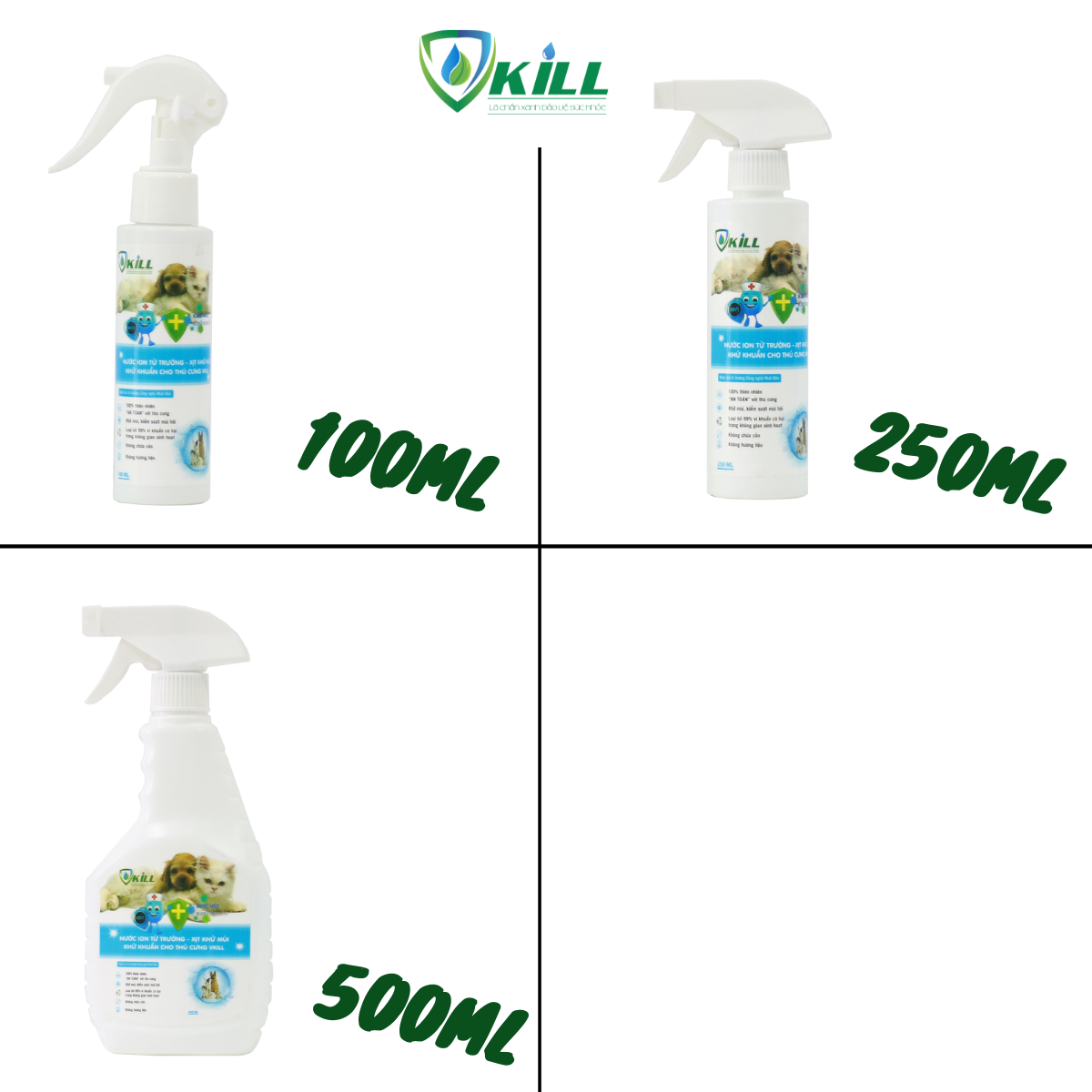 Nước xịt khử khuẩn khử mùi hôi thú cưng Vkill 100ml hết hôi, ngứa và vi khuẩn gây hại