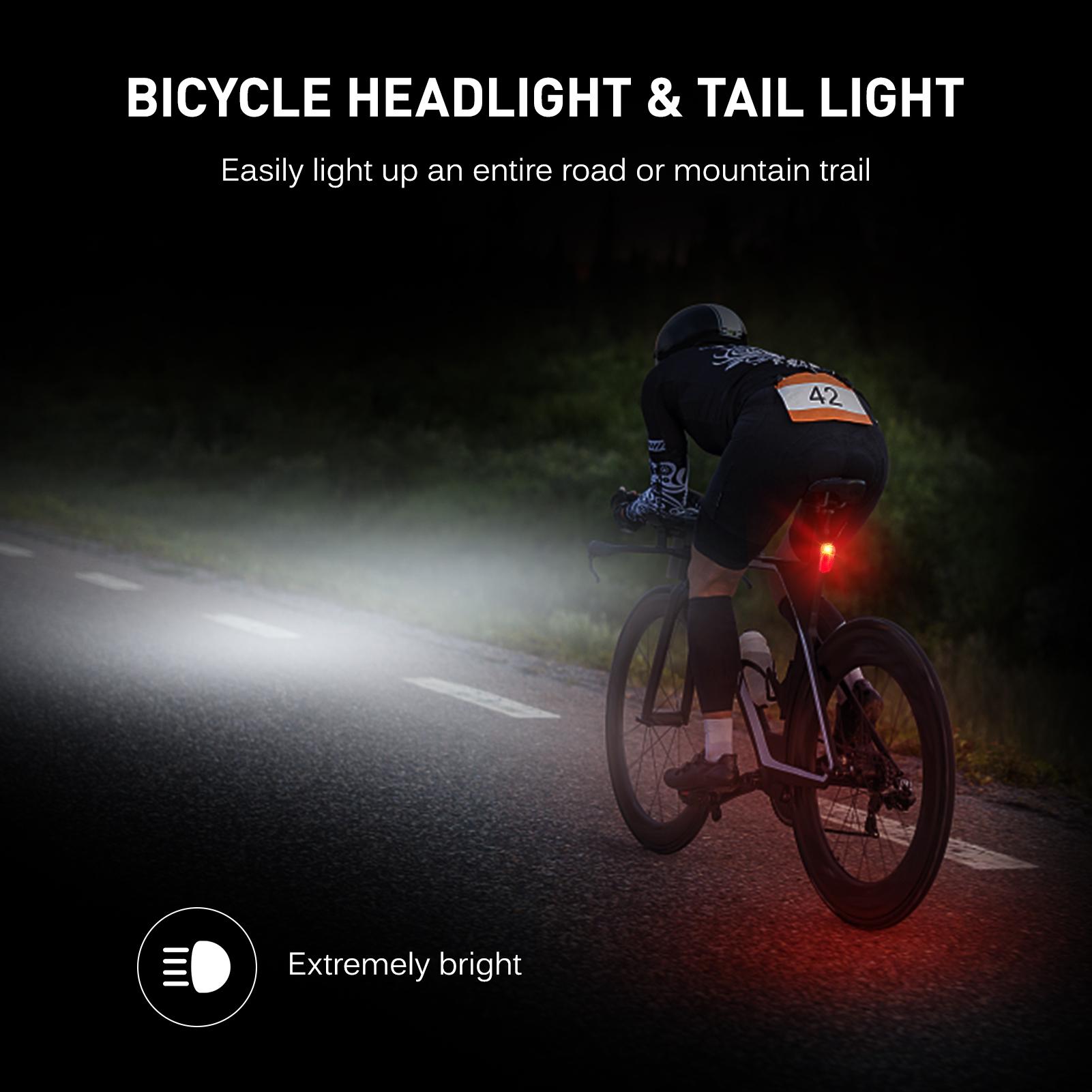 Đèn xe đạp có thể sạc lại USB đi đêm siêu sáng với đèn LED phía sau