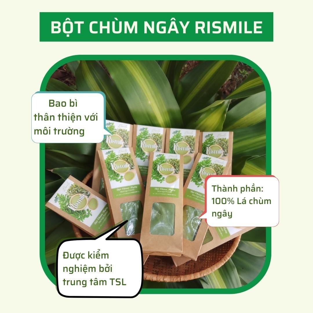 Bột chùm ngây hữu cơ nguyên chất Rismile 35 gram, Bột đắp mặt, Bột gia vị, Bột dinh dưỡng cho bé