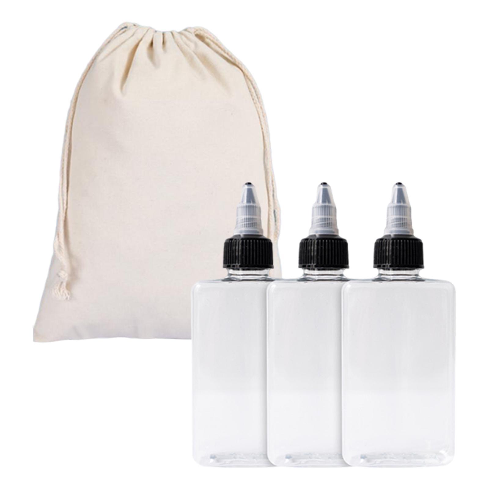 Oil and Vinegar Bottle Set 3 Pack 100ml Olive Oil Dispenser Bottles Liquid, Dressings Plastic Containers Leakproof Lids Non Drip Spout Easy Fill