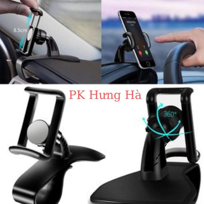 Kẹp giá đỡ điện thoại 2 in 1 trên taplo ô tô hoặc khe gió điều hòa xoay 360 độ cao cấp