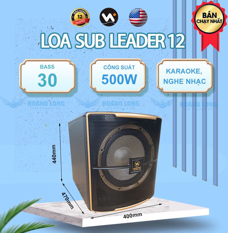 Loa sub Leader 12 Bass 30cm Công Suất 500W - Hàng chính hãng Weeworld