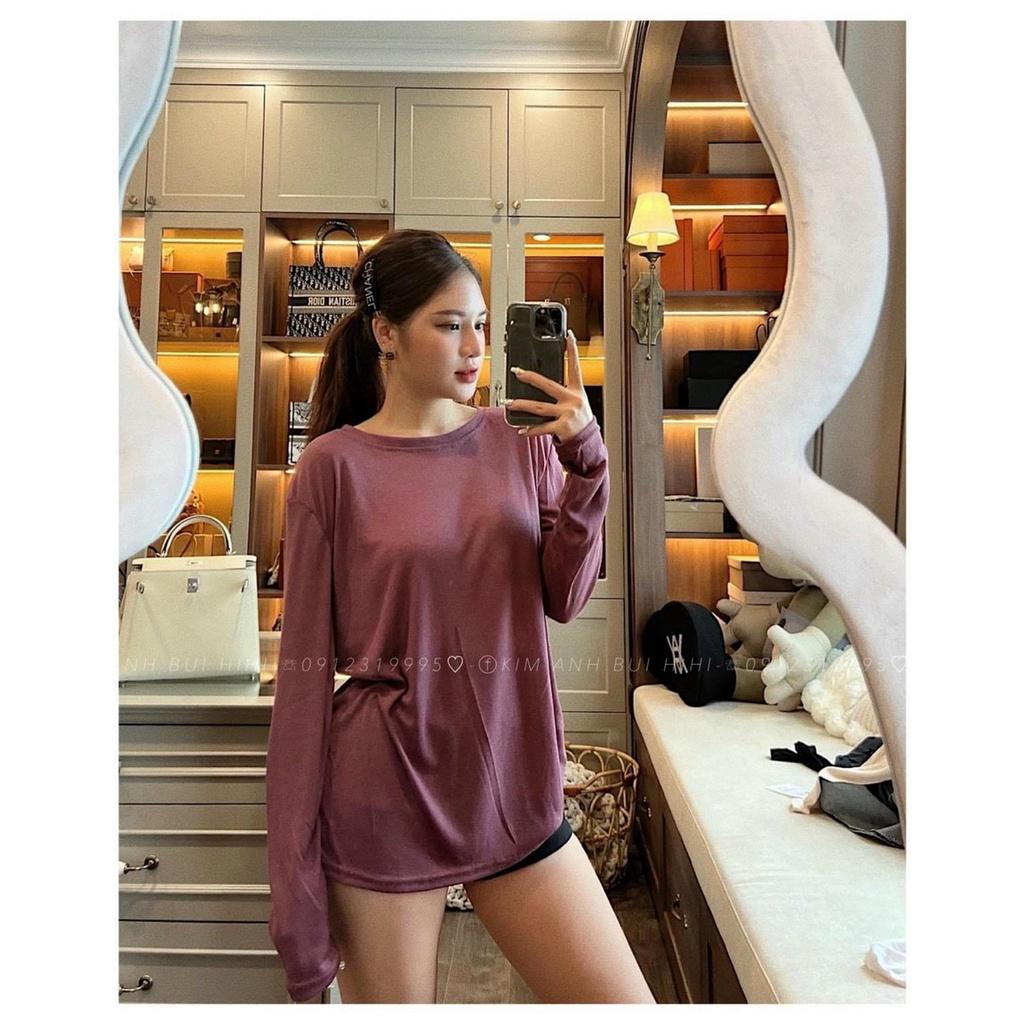 Áo nữ trơn cổ tròn dài tay unisex