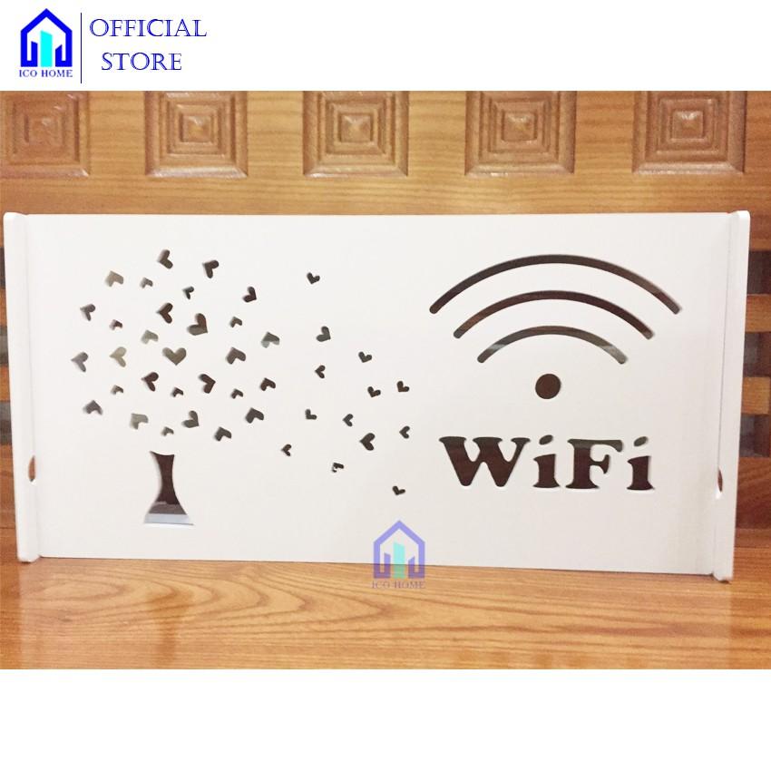 Hộp đựng wifi treo tường KHÔNG CẦN KHOAN thiết kế hình lá trái tim nhỏ gọn kiểu mới sang trọng - ICO HOME