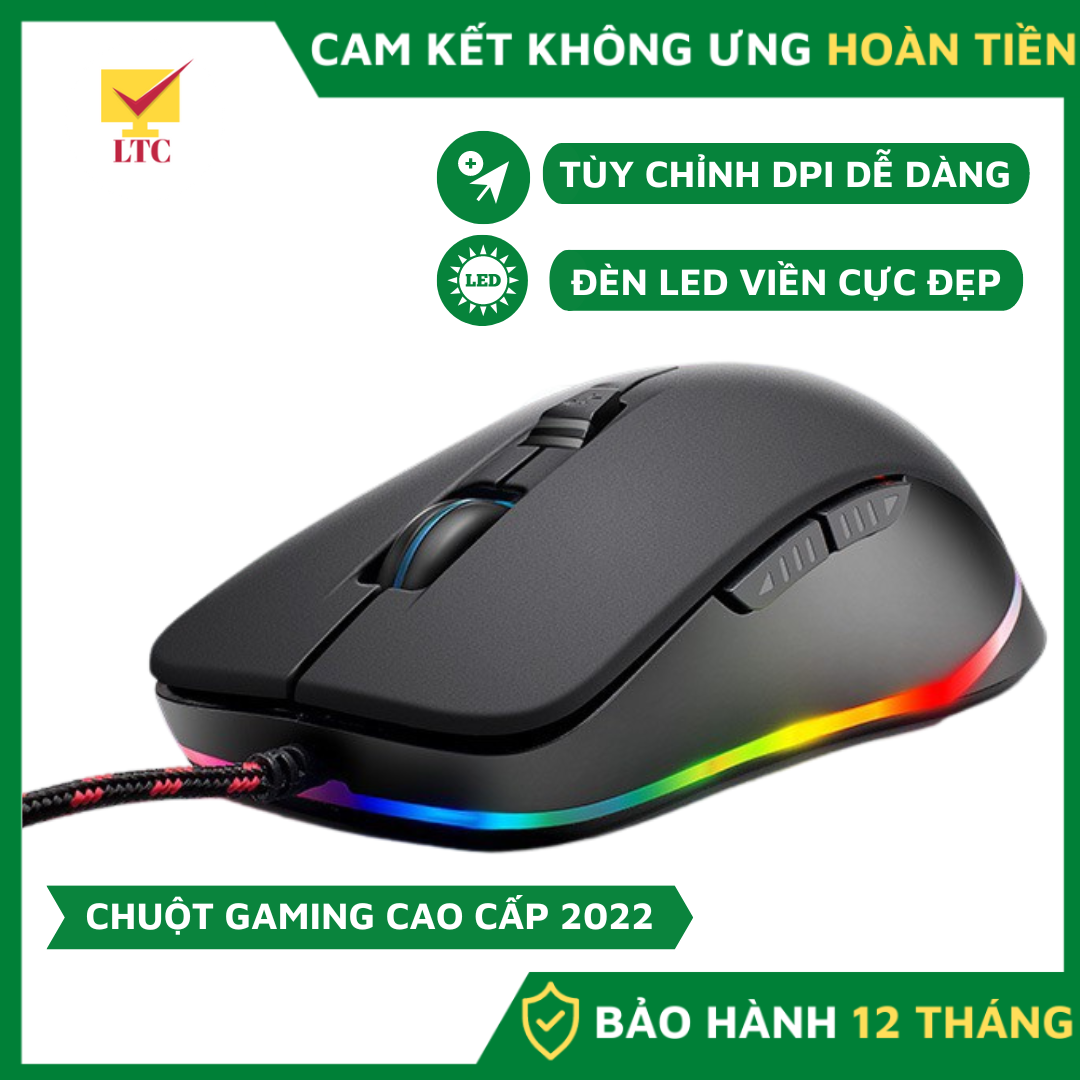 Chuột máy tính gaming led đổi màu nhiều chế độ V6, mouse chơi game tương thích PC - Hàng Chính Hãng