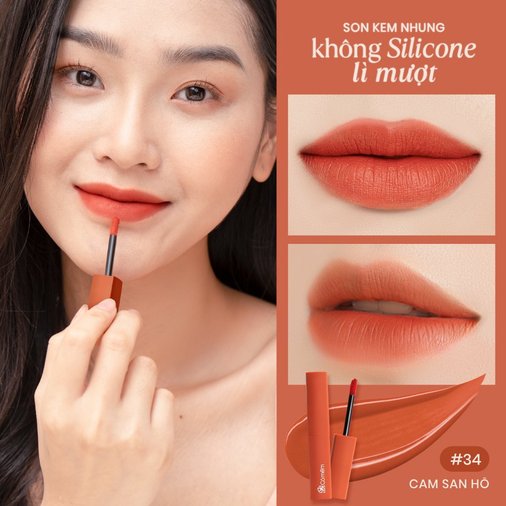 Son Kem Nhung Lì Mượt Không Silicone Cỏ Mềm Màu Đẹp An Toàn Từ Thiên Nhiên 3ml