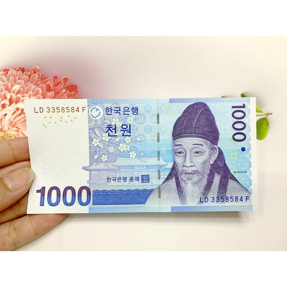 Tờ tiền 1000 Won Hàn Quốc Korea xưa sưu tầm -  tặng phơi nylon bảo quản tiền