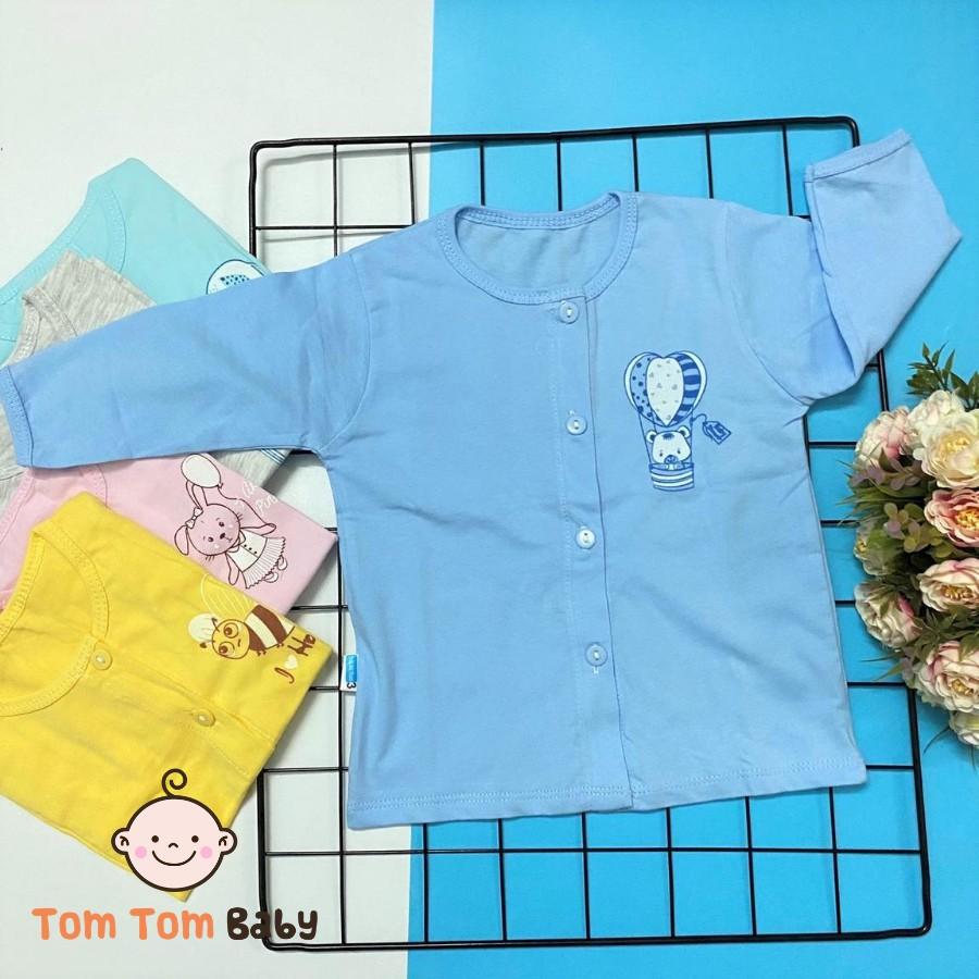 COMBO 10 Áo sơ sinh tay Dài cài Giữa Màu Thái Hà Thịnh - Chất vải cotton 100% mềm, mịn, thoáng mát, chất lượng