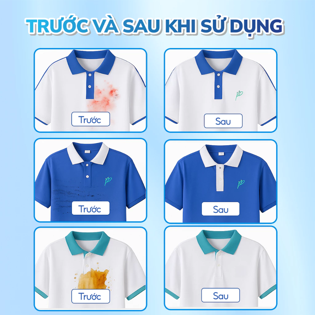 Túi Bột Tẩy Đồng Phục CleanZ Đánh Bay Vết Bẩn, Ố Màu Giúp Làm Sạch Quần Áo Như Mới 100g