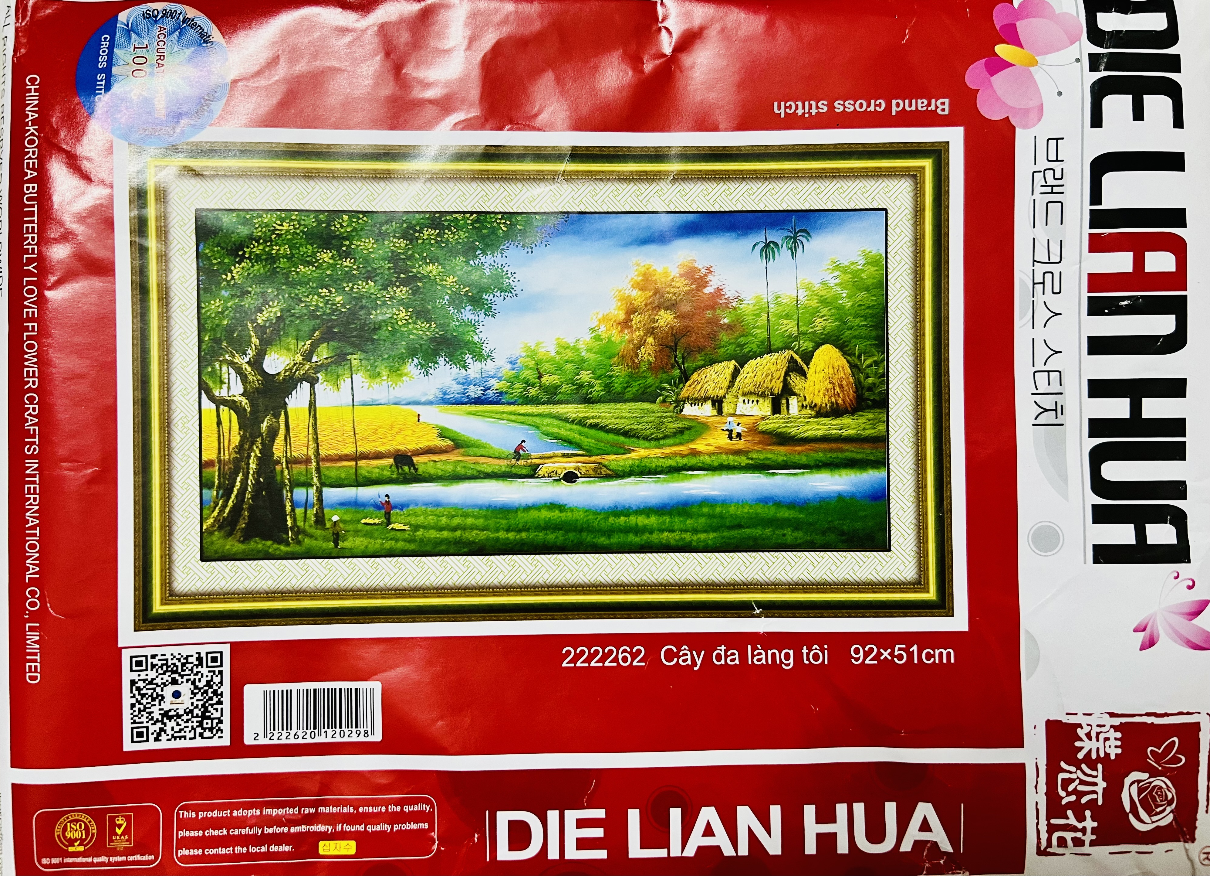 Tranh thêu kín đồng quê 222262, kích thước 92 x 50 cm