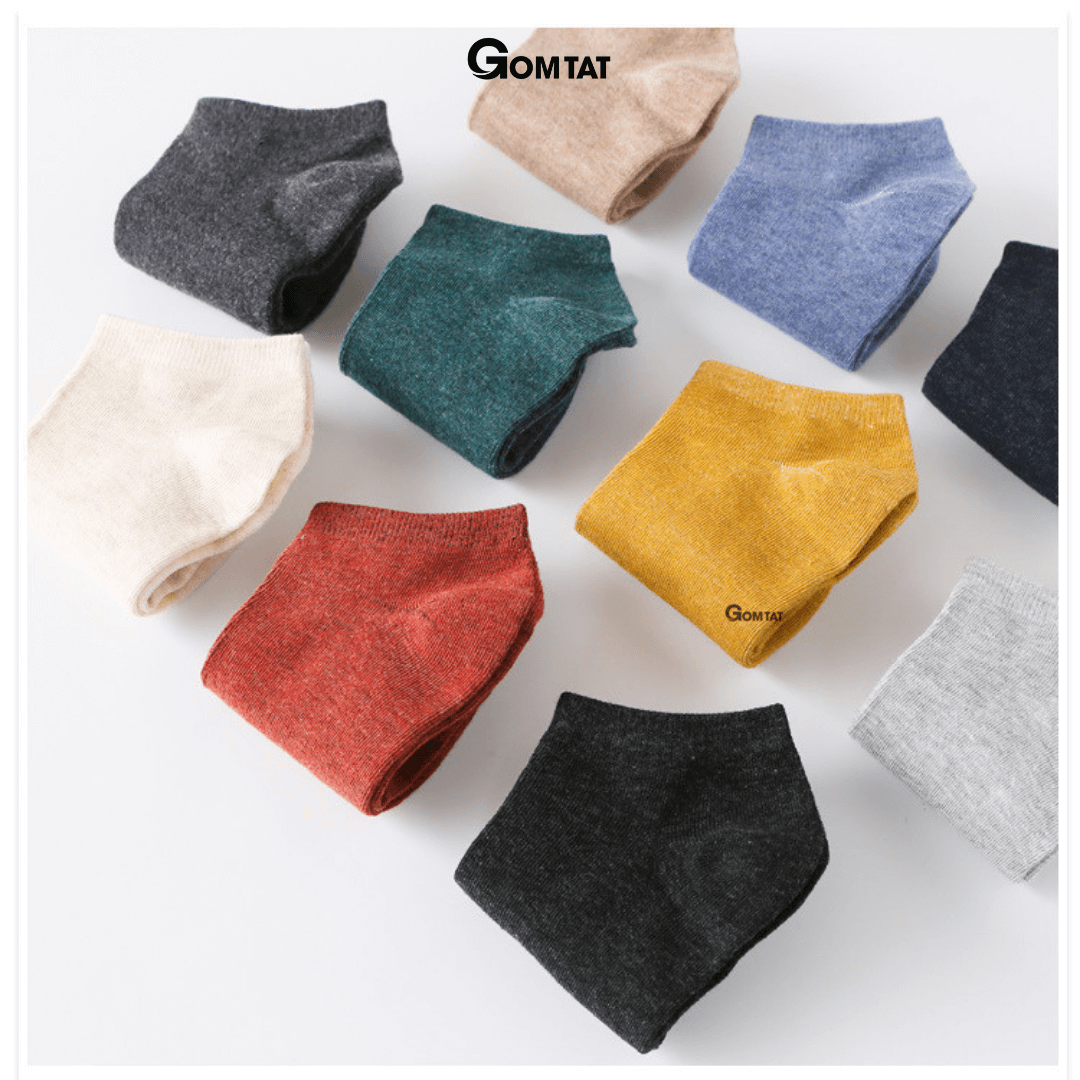 Set 10 Đôi Tất Cổ Ngắn Nam Nữ Chất Liệu Cotton Thoáng Mát Êm Chân - CB023