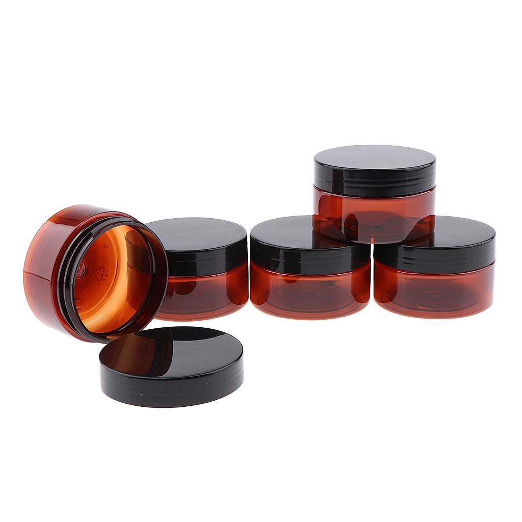 10 Pcs Makeup Pot Empty Cosmetic Jars Cream Gel Container Black Plastic Lid