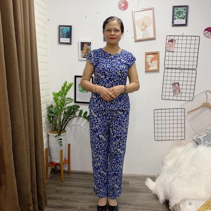 ️ Bộ Lanh Hoa Dài Trung Niên Việt Thắng️Bộ Mặc Nhà Tặng Mẹ