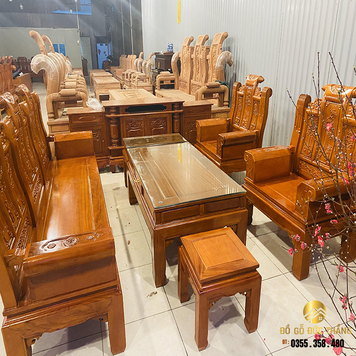 Bàn ghế âu á chương cuốn thư gỗ gõ đỏ